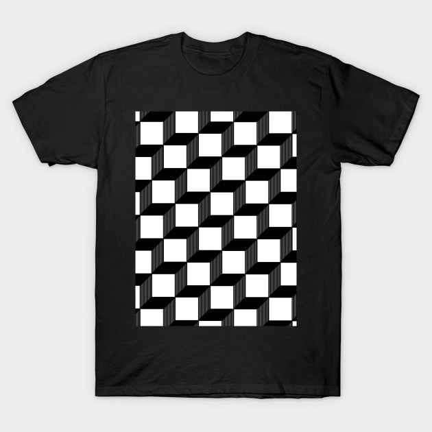 Black and White, Cube, Geometric T-Shirt by OneThreeSix